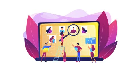 illustration d'un téléphone avec profil de candidats