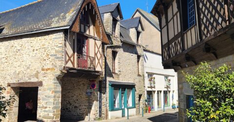 maisons en pierre et colombage dans une rue historique